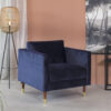 Fauteuil Correa Velvet blauwe stoel met gouden poten leasen