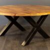 Salontafel Vera Rond Leasen Dubbele X poot close up foto