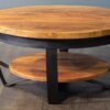 Salontafel John ronde lease salontafel van mangohout met zwarte poten